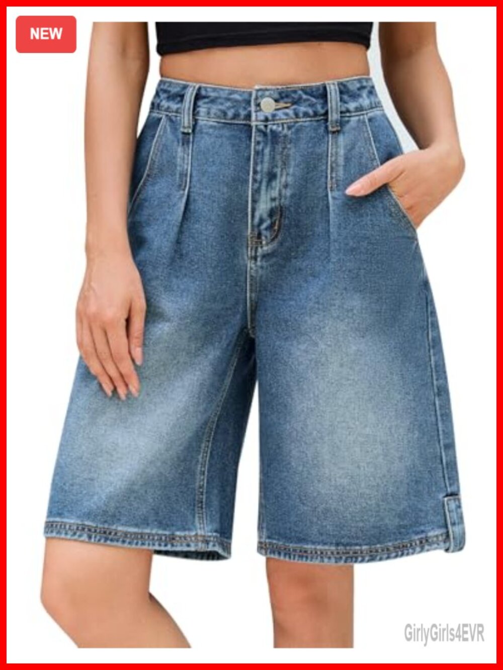 High Waisted Baggy Bermuda Denim Shorts Women Casual Loose Fit Y2K Trendy